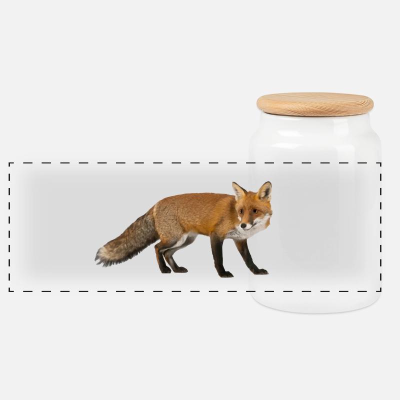 Fuchs - Panorama Keksdose mit Holzdeckel - Weiß