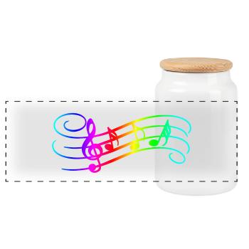 Notes de musique - Boîte à biscuits avec couvercle en bois - blanc - Devant