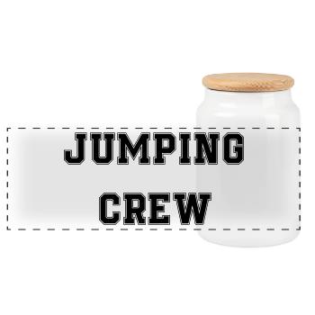 jumping trampolin girl jumpen jump Geschenk - Panorama Keksdose mit Holzdeckel - Weiß - Vorne