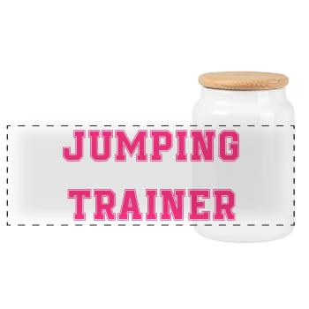 jumping trampolin girl jumpen jump Geschenk - Panorama Keksdose mit Holzdeckel - Weiß - Vorne