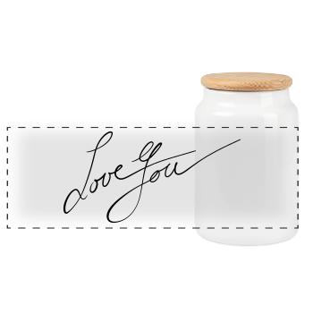 Love You - Panoramic Cookie Jar with Wooden Lid - white - Front