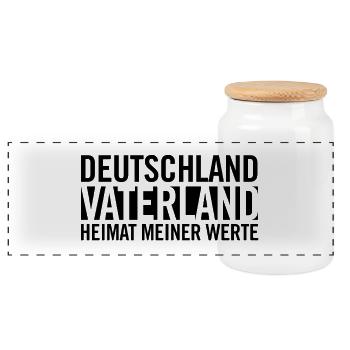 Deutschland Vaterland Heimat meiner Werte black - Panorama Keksdose mit Holzdeckel - Weiß - Vorne