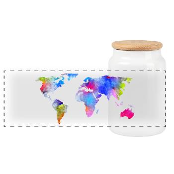 carte du monde - Boîte à biscuits avec couvercle en bois - blanc - Devant