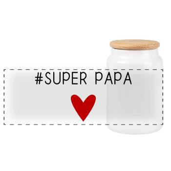 SUPER PAPA. PAPA. FÊTE DES PÈRES. BONNE FÊTE PAPA. - Boîte à biscuits avec couvercle en bois - blanc - Devant