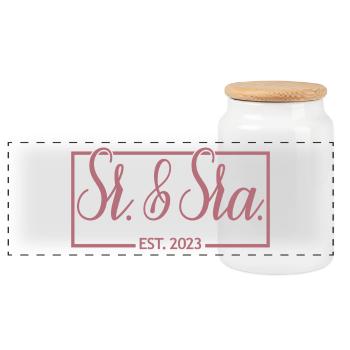 Sr. & Sra. Est. 2023 - Cadeau de mariage homme et femme - Boîte à biscuits avec couvercle en bois - blanc - Devant