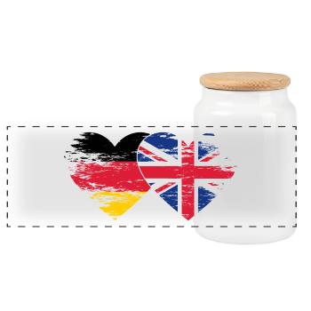 Deutschland Großbritannien Flagge used Herz - Panorama Keksdose mit Holzdeckel - Weiß - Vorne