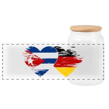 Cuba, Allemagne, drapeau, utilisé, coeur - Boîte à biscuits avec couvercle en bois - blanc - Devant