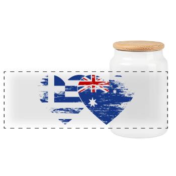 Grèce Australie drapeau coeur utilisé - Boîte à biscuits avec couvercle en bois - blanc - Devant