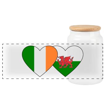 Drapeau de l’Irlande Pays de Galles Coeur - Boîte à biscuits avec couvercle en bois - blanc - Devant