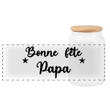 FÊTE DES PÈRES. BONNE FÊTE PAPA. PAPA. BONNE FÊTE - Boîte à biscuits avec couvercle en bois - blanc - Devant