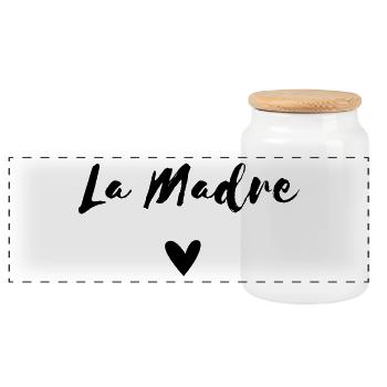 La Madre avec Coeur - Fête des mères Maman love - Boîte à biscuits avec couvercle en bois - blanc - Devant