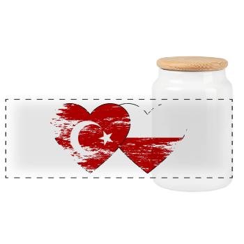 Turquie Pologne Drapeau - Boîte à biscuits avec couvercle en bois - blanc - Devant