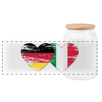 Allemagne Italie drapeau coeur utilisé - Boîte à biscuits avec couvercle en bois - blanc - Devant