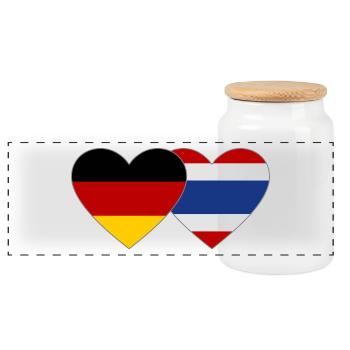 Deutschland Thailand Flagge Herz - Panorama Keksdose mit Holzdeckel - Weiß - Vorne