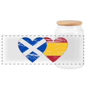 Ecosse Espagne Drapeau Coeur Utilisé - Boîte à biscuits avec couvercle en bois - blanc - Devant