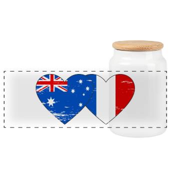 Australie France Drapeau Coeur utilisé - Boîte à biscuits avec couvercle en bois - blanc - Devant