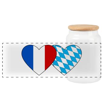 France Bavaroise Drapeau Coeur - Boîte à biscuits avec couvercle en bois - blanc - Devant