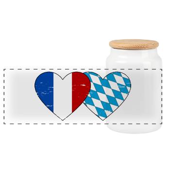 France Bavaroise Drapeau Coeur utilisé - Boîte à biscuits avec couvercle en bois - blanc - Devant