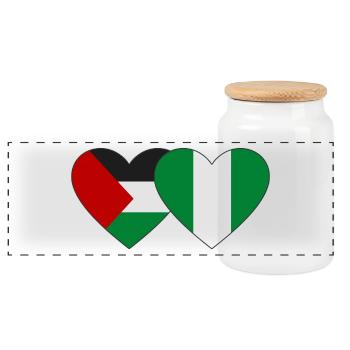 Palestine Nigeria Drapeau Coeur - Boîte à biscuits avec couvercle en bois - blanc - Devant