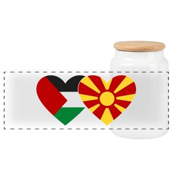 Palestine Macédoine Drapeau Coeur - Boîte à biscuits avec couvercle en bois - blanc - Devant