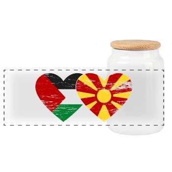 Drapeau de la Palestine et de la Macédoine utilisé - Boîte à biscuits avec couvercle en bois - blanc - Devant