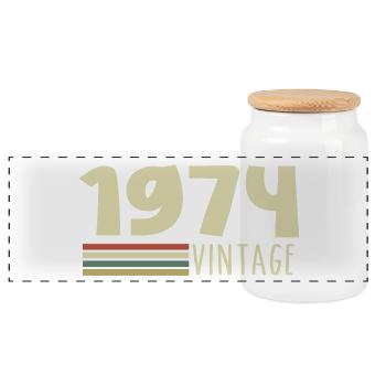 1974-Anniversaire-1974-retro-1974 - Boîte à biscuits avec couvercle en bois - blanc - Devant
