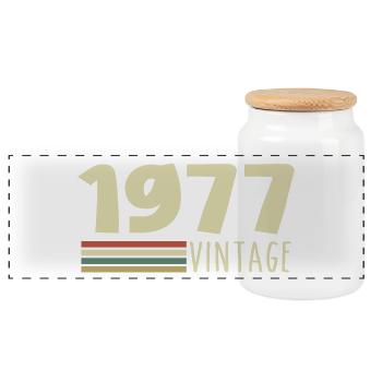 1977-Anniversaire-1977-retro-1977 - Boîte à biscuits avec couvercle en bois - blanc - Devant