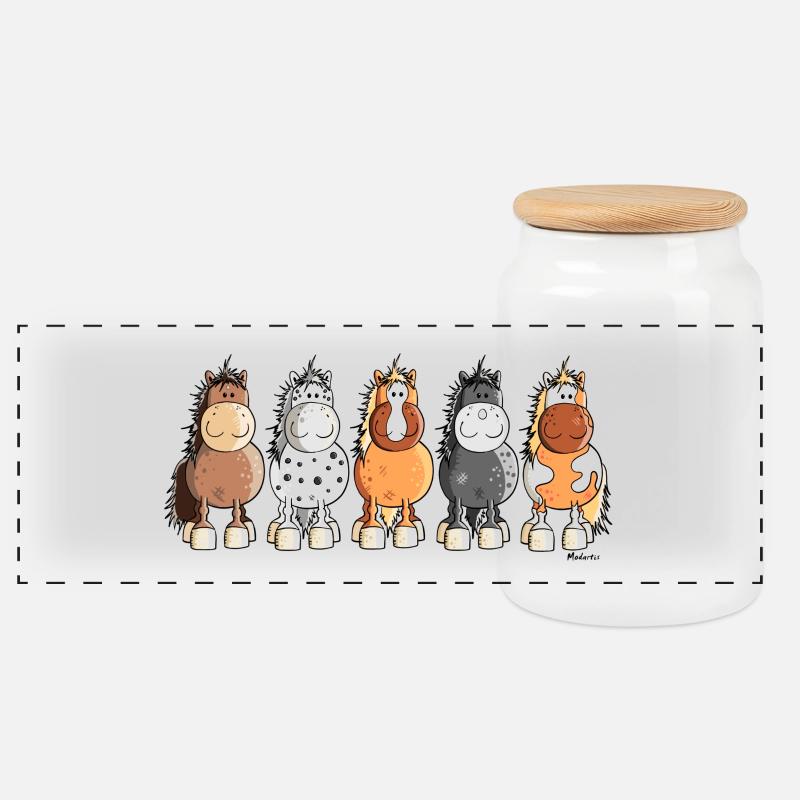 Happy Horses - Panorama Keksdose mit Holzdeckel - Weiß