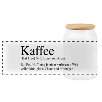 Coffee - A pot of hope ... - Panoramic Cookie Jar with Wooden Lid - white - Front