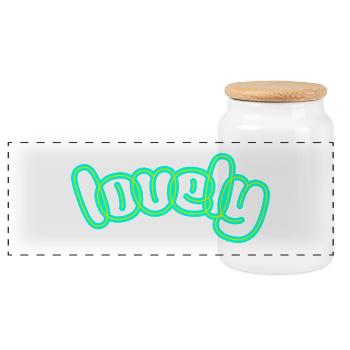 Neon Weekly Handlettering - Panoramic Cookie Jar with Wooden Lid - white - Front