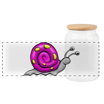 bande dessinée escargot - Boîte à biscuits avec couvercle en bois - blanc - Devant