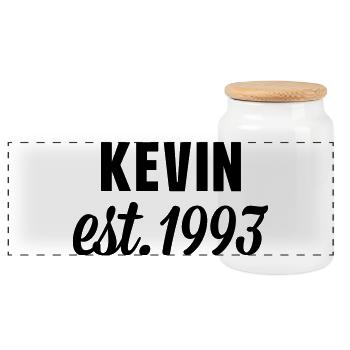Kevin est 1993 - Panorama Keksdose mit Holzdeckel - Weiß - Vorne