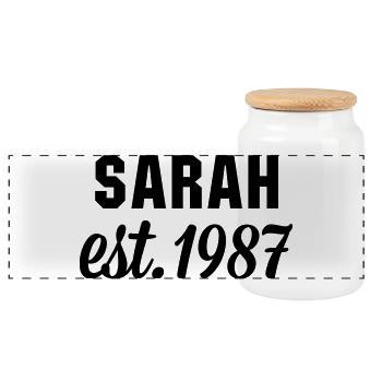 Sarah est 1987 - Panorama Keksdose mit Holzdeckel - Weiß - Vorne