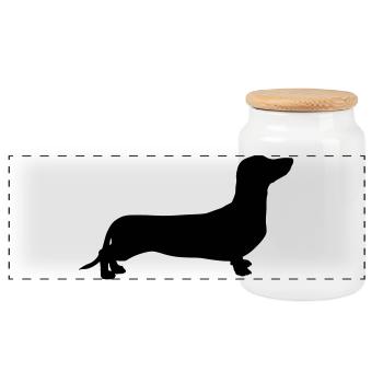 Dachshund - Panoramic Cookie Jar with Wooden Lid - white - Front