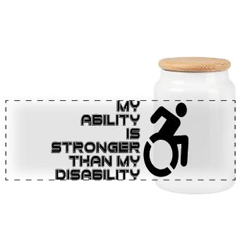 Ma volonté est plus forte que mon fauteuil roulant / handicap* - Boîte à biscuits avec couvercle en bois - blanc - Devant