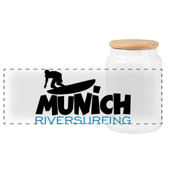 Munich Riversurfing München Surfer - Panorama Keksdose mit Holzdeckel - Weiß - Vorne