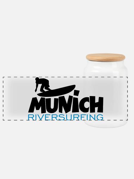Munich Riversurfing München Surfer - Panorama Keksdose mit Holzdeckel - Weiß