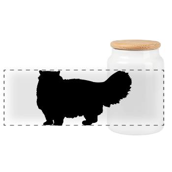 Persian Cat - Panoramic Cookie Jar with Wooden Lid - white - Front