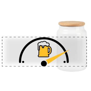 Bier voll - Panorama Keksdose mit Holzdeckel - Weiß - Vorne