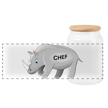 Rhino, boss, rhino, boss, CEO, funny gift - Panoramic Cookie Jar with Wooden Lid - white - Front