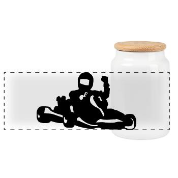 Karting - Panoramic Cookie Jar with Wooden Lid - white - Front