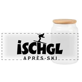 Ischgl Après-Ski Skifahrer - Panorama Keksdose mit Holzdeckel - Weiß - Vorne
