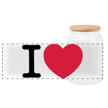 I Love... - Panoramic Cookie Jar with Wooden Lid - white - Front