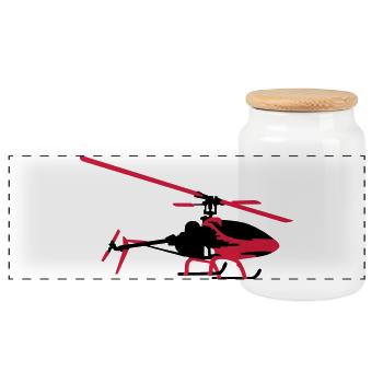 Hubschrauber - Panorama Keksdose mit Holzdeckel - Weiß - Vorne