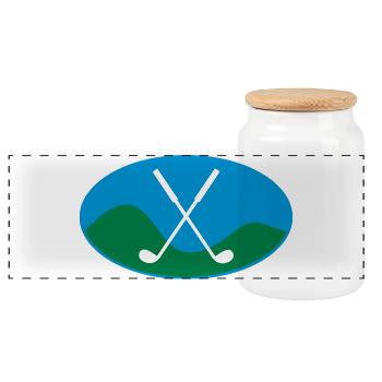 golf - Panorama Keksdose mit Holzdeckel - Weiß - Vorne