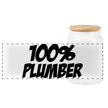 100% Plumber - Boîte à biscuits avec couvercle en bois - blanc - Devant