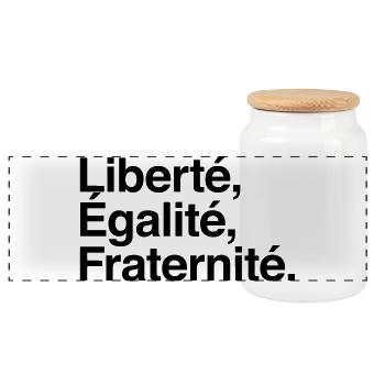 Liberté Egalité Fraternité - Devise République - Boîte à biscuits avec couvercle en bois - blanc - Devant