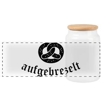 Salzbrezel „aufgebrezelt“ - Panorama Keksdose mit Holzdeckel - Weiß - Vorne