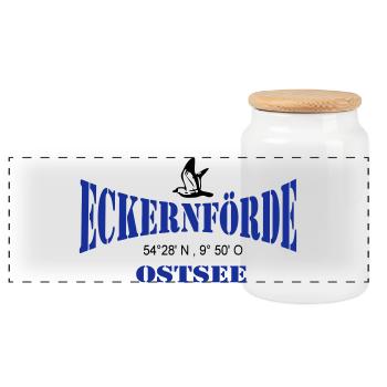 Eckernförde Ostsee ...(25) - Panorama Keksdose mit Holzdeckel - Weiß - Vorne