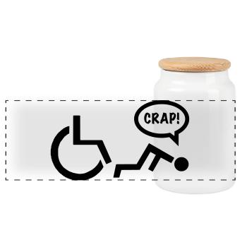 CRAP as a wheelchair user falls. Humor shirt * - Panoramic Cookie Jar with Wooden Lid - white - Front